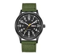 JewelryWe Montre Homme Bracelet Nylon Militaire: Montre Analogique Quartz Grand Cadran Chiffres Arabes Lisible Étanche 3ATM Calendrier Aiguilles Luminescentes Style Tactique Cadeau Anniversaire