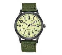 JewelryWe Montre Homme Bracelet Nylon Militaire: Montre Analogique Quartz Grand Cadran Chiffres Arabes Lisible Étanche 3ATM Calendrier Aiguilles Luminescentes Style Tactique Cadeau Anniversaire