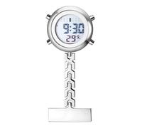 JewelryWe Montre Infirmière Digitale Multifonction: Montre à Clip avec Affichage Numérique Pratique en Métal, Calendrier, Alarme et Chronomètre - Cadeau pour Infirmières, Médecins
