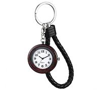 JewelryWe Montre Infirmière - Surface des Chiffres Arabes & Boîtier Entièrement en Diamant & Montre d'infirmière en Cuir pour Boucle de Sac à Dos de Porte-clés de Cordon (Noir)