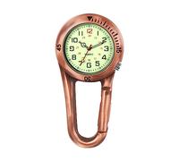 JewelryWe Montre Mousqueton Bronze Analogique,Montre Porte Clé à Quartz avec Cadran Lumineux.1ATM Etanche,Montre infirmière Porte Clef Femme Homme pour Sac à Dos,Activités Extérieures
