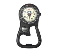 JewelryWe Montre Mousqueton Crâne Fantaisie: Montre Porte Clé Clip avec Ouverture de Bouteille et Cadran Double Fuseau Horaire Aiguille Luminescent Chiffres Arabes pour Sac à Dos - Cadeau Halloween