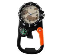 JewelryWe Montre Mousqueton Homme Mixte: Montre Porte Clé Quartz Camouflage avec Compas Clip Sac à Dos Outdoor Lecture Facile Style Sport Randonnée Cadeau Anniversaire ou Noël
