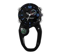 JewelryWe Montre multifonction à clipser : montre numérique analogique double affichage de l'heure Mousqueton LED Sac à dos Boucle Ceinture Montres pour escalade médecins infirmiers chefs, blanc