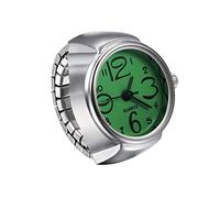 JewelryWe Montre pour Homme et Femme Simple et élégant Grand Cadran numérique Cadran Sangle élastique Bague Montre Unisexe (Vert)