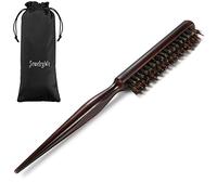 JewelryWe Peignes Brosse à Cheveux Poils de Sanglier avec Manche Bois,Brosse pour Plaquer les Cheveux Femme