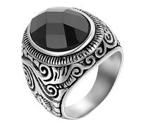 JewelryWe Retro Bague Anneau Classique Chevalier Fleur Acier Inoxydable Motard Biker Fantaisie Homme, Acier inoxydable, sans_pierre, Acier inoxydable, sans_pierre