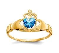 JewelryWeb Bague de déclaration en or jaune massif 14 carats avec zircon cubique - Nœud de la trinité celtique irlandais Claddagh - Cœur d'amour - Pour femme, taille unique, Pierre précieuse en oxyde