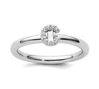 JewelryWeb Bague empilable en or blanc 14 carats avec diamants superposables avec monogramme initiale C Taille 7 pour femme