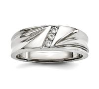 JewelryWeb Bague pour femme en acier inoxydable poli avec zircone cubique imitation diamant 6,75 mm, US 10 | EU 62.5 | DE 20 | JP 20 | UK T 1/2, Zircone cubique Métal Zircone cubique Pierre précieuse