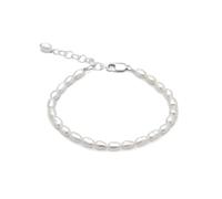 JewelryWeb Bracelet à maillons en argent sterling 925 avec perles de culture de riz blanc de 13 cm + extension de 3 cm pour femme