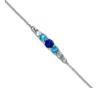 JewelryWeb Bracelet à maillons plaqué rhodium avec spinelle Cr. aigue-marine synthétique de 31,27 mm Ss avec extension de 4 centimètres et 18 cm pour femme