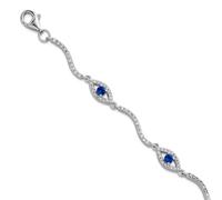 JewelryWeb Bracelet à maillons plaqué rhodium poli Spinelle CZ Mauvais œil avec extension de 5 cm 15 cm