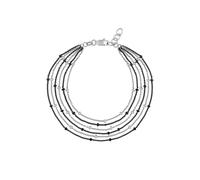 JewelryWeb Bracelet chaîne Saturne réglable en argent sterling 925 rhodié et noir blanc 6 brins 19 cm pour homme et femme