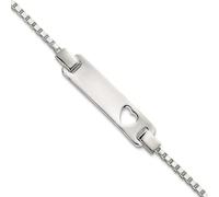 JewelryWeb Bracelet d'identification avec chaîne en forme de cœur poli 5,94 mm avec extension de 1 cm