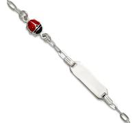 JewelryWeb Bracelet d'identification en forme de coccinelle émaillée polie 2,2 mm avec extension de 3 cm