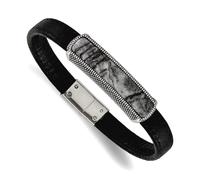 JewelryWeb Bracelet en acier inoxydable poli noir oxydé Jaspe Picasso 20 cm 8 mm de large Bracelet à maillons pour femme