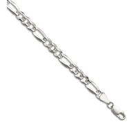 JewelryWeb Bracelet en argent sterling 925 de 6,1 mm avec chaîne Figaro plate étincelante pour homme et femme, 18 centimeters, Métal Argent Argent sterling, Pas de gemme