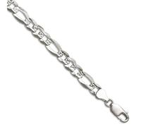 JewelryWeb Bracelet en argent sterling 925 de 7 mm avec maillons plats en maille figaro pour homme et femme, 20 centimeters, Métal Argent Argent sterling, Pas de pierre précieuse