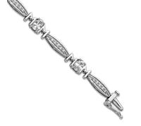 JewelryWeb Bracelet en argent sterling 925 plaqué rhodium avec oxyde de zirconium pour maman avec fermoir de sécurité 19 cm pour femme