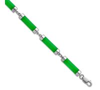 JewelryWeb Bracelet en argent sterling 925 plaqué rhodium poli avec barres de jade teintée de 4,15 mm - Bracelet à maillons de 20 cm pour femme