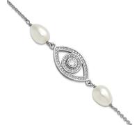 JewelryWeb Bracelet en argent sterling 925 rhodié 6 8 mm en forme de larme Fwc CZ mauvais œil avec extension de 3 centimètres Bracelet à maillons de 18 cm pour femme