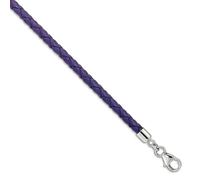 JewelryWeb Bracelet ras du cou en argent sterling 925 avec reflet violet et cuir avec extension de 5 cm pour femme
