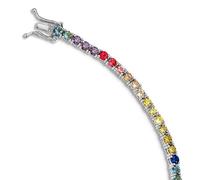 JewelryWeb Bracelet rivière en argent sterling 925 plaqué rhodium de 3 mm avec oxyde de zirconium coloré pour femme 17,8 cm