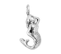 JewelryWeb Breloque sirène en argent sterling 925 oxydé 11 mm x 23 mm à suspendre 28 mm pour femme