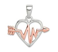 JewelryWeb Collier avec pendentif cœur et flèche en argent sterling 925 et ton rose 15,33 x 19,4 mm de large pour femme