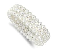 JewelryWeb Majestik Lot de 3 bracelets extensibles pour femme avec perles synthétiques Blanc 8 mm, taille unique, Perle Coquille Perle Coque Perle synthétique, Sans pierre précieuse