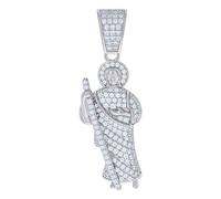 JewelryWeb Pendentif religieux Saint Jude en argent sterling 925 et oxyde de zirconium pour homme 41,1 x 14 mm de large