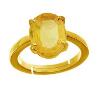JEWELS Bague Pukhraj en saphir jaune naturel de qualité A+ de 4,25 Ratti 3,50 carats pour homme et femme, pierre précieuse, saphir