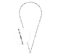 JEWELS by Leonardo 024368 Collier Clip & Mix Natalina Long collier en acier inoxydable argenté, perles de verre dans les tons bleus et turquoises, 80-81,4 cm de long, cadeau, 80 cm, Acier inoxydable,