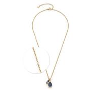 Jewels by Leonardo Aline 025359 Collier Fin Ancre Large en Acier Inoxydable doré avec Pendentif en Agate Bleu foncé 45-50 cm de Long Bijou Cadeau pour Femme