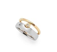 JEWELS BY LEONARDO Bague Claire • Bague en acier inoxydable bicolore • Pierre de zircone sertie sur un rail doré et argenté • Taille 20 (63) • Bijoux Cadeau pour Femme • 025398