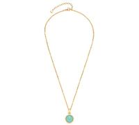 JEWELS BY LEONARDO Bea 023059 Collier ancre en acier inoxydable doré avec pendentif rond cabochon en verre turquoise Longueur 45-50 cm Cadeau Femme Bijoux, 45 cm, Acier inoxydable, Pas de gemme