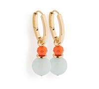 JEWELS BY LEONARDO Boucles d'oreilles Solera • 1 paire de créoles en acier inoxydable doré • Créoles à charnière avec pendentifs amovibles • Perle en verre orange et boule bleue • Bijoux cadeau pour