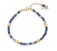 JEWELS BY LEONARDO Bracelet Aline • Bracelet en acier inoxydable doré • Mélange de perles enfilées, de pierres de verre et de pépites d'or • 18,5-21 cm de longueur • Bijou cadeau pour femme • 025375