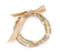 Jewels by Leonardo Bracelet Bernadette 024848 - Bracelet élastique en Acier Inoxydable doré - Perles en Filigrane dans Les Tons Gris et Blancs - 19,5 cm de Long - Cadeau pour Femme