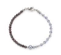 Jewels by Leonardo Bracelet Clip & Mix Manon, Bracelet en Acier Inoxydable argenté, Perles de Verre Gris-Bleu et Bleu foncé en Catseye 19 cm de Long, Bijoux Cadeau pour Femme, 025566