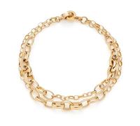 Jewels by Leonardo Bracelet Clip & Mix Suzanne - Bracelet Double rangée en Acier Inoxydable doré - Deux maillons de Taille différente - Longueur : 19,5 cm - Cadeau pour Femme - 025595