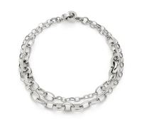 Jewels by Leonardo Bracelet Clip & Mix Suzanne - Double rangée - en Acier Inoxydable argenté - Deux maillons de Taille différente - Longueur : 19,5 cm - Bijou Cadeau pour Femme - 025583