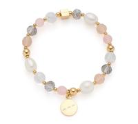 Jewels by Leonardo Bracelet Hope • Bracelet élastique en Acier Inoxydable doré • Mélange de Perles de Verre, d'agate et d'eau Douce • 19,5 cm de Longueur • Bijou Cadeau pour Femme • 025930