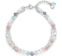 JEWELS BY LEONARDO Bracelet Randy • Bracelet en acier inoxydable argenté • Perles aux couleurs pastel froides • Longueur 19-22 cm • Bijou cadeau pour femme • 024798, Eine Grösse, Acier inoxydable, Pas