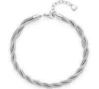 JEWELS BY Leonardo Bracelet Sue • Bracelet en acier inoxydable argenté • Aspect cordon de trois chaînes serpent torsadées • Longueur 19,5-22,5 cm • Bijou cadeau pour femme • 024837, Eine Grösse, Acier
