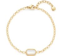 JEWELS BY LEONARDO Bracelet Tally • Bracelet chaîne en acier inoxydable doré • Chaîne d'ancre large avec aérées • Maillons ovales et élément en nacre • Longueur 18-21 cm • Bijou cadeau pour femme •