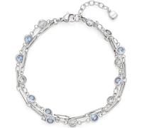 JEWELS BY LEONARDO Bracelet Vicky • Bracelet en acier inoxydable argenté • Combinaison de pierres de verre à facettes en bleu délicat et blanc • Longueur 19-22 cm • Bijou cadeau pour femme • 024939,