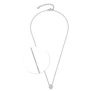 Jewels by Leonardo Catherine 025402 Collier Fin en Acier Inoxydable argenté avec Pendentif Rond serti de Pierres de Zirconium, 45-50 cm de Long, Bijou Cadeau pour Femme