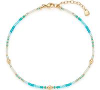 JEWELS BY LEONARDO Chaîne de cheville Ciao Janni • Chaîne de cheville délicate en acier inoxydable doré • Minuscules perles de verre turquoise turquoise • 24-28 cm de longueur • Cadeau pour femme
